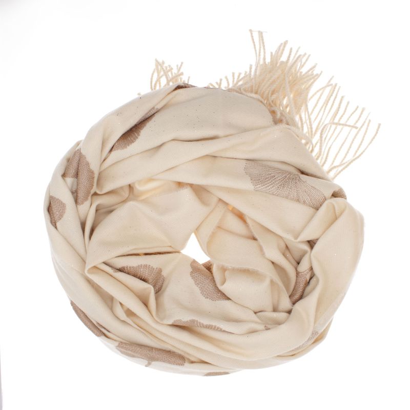 Fashion, accesorii si bijuterii - Femei - Accesorii femei - Esarfe si fulare femei - Esarfa dama, din lana, Buticcochet, 70x180 cm, model cu broderie si sclipici, Bej - ES3499 - Infinity.ro