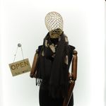 Fashion, accesorii si bijuterii - Femei - Accesorii femei - Esarfe si fulare femei - Esarfa dama, din lana, Buticcochet, 70x180 cm, model cu broderie si sclipici, Maro inchis - ES3500 - Infinity.ro
