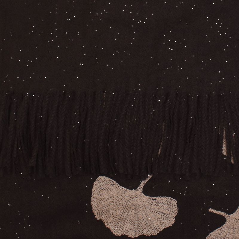 Fashion, accesorii si bijuterii - Femei - Accesorii femei - Esarfe si fulare femei - Esarfa dama, din lana, Buticcochet, 70x180 cm, model cu broderie si sclipici, Maro inchis - ES3500 - Infinity.ro