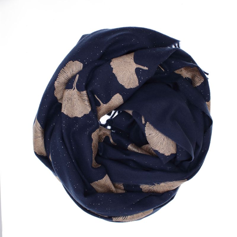 Fashion, accesorii si bijuterii - Femei - Accesorii femei - Esarfe si fulare femei - Esarfa dama, din lana, Buticcochet, 70x180 cm, model cu broderie si sclipici, Bleumarin - ES3502 - Infinity.ro