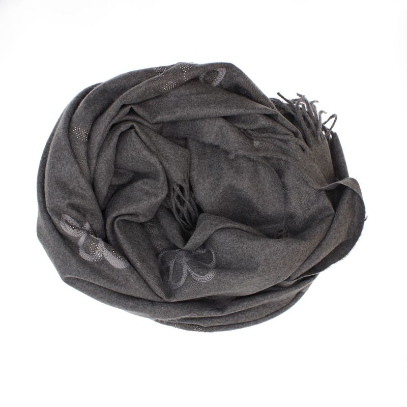 Fashion, accesorii si bijuterii - Femei - Accesorii femei - Esarfe si fulare femei - Esarfa dama, din lana, Buticcochet, 70x180 cm, model cu broderie si strasuri, Gri - ES3507 - Infinity.ro