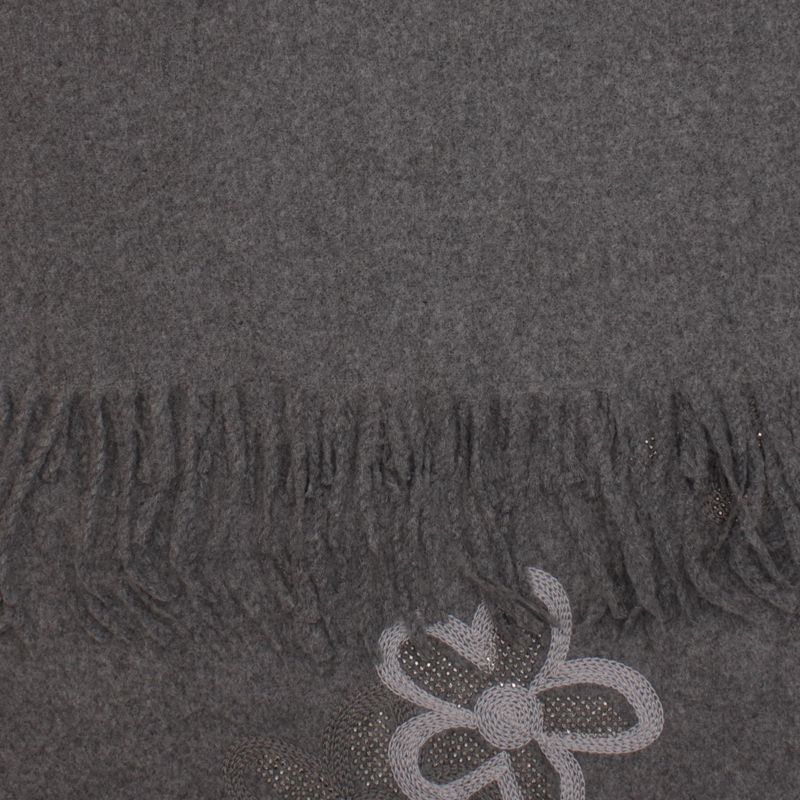 Fashion, accesorii si bijuterii - Femei - Accesorii femei - Esarfe si fulare femei - Esarfa dama, din lana, Buticcochet, 70x180 cm, model cu broderie si strasuri, Gri - ES3507 - Infinity.ro