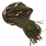 Fashion, accesorii si bijuterii - Femei - Accesorii femei - Esarfe si fulare femei - Esarfa dama, din lana, Buticcochet, 70x180 cm, model cu broderie si sclipici, Kaki - ES3501 - Infinity.ro