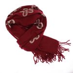 Fashion, accesorii si bijuterii - Femei - Accesorii femei - Esarfe si fulare femei - Esarfa dama, din lana, Buticcochet, 70x180 cm, model cu broderie si strasuri, Visiniu  - ES3508 - Infinity.ro
