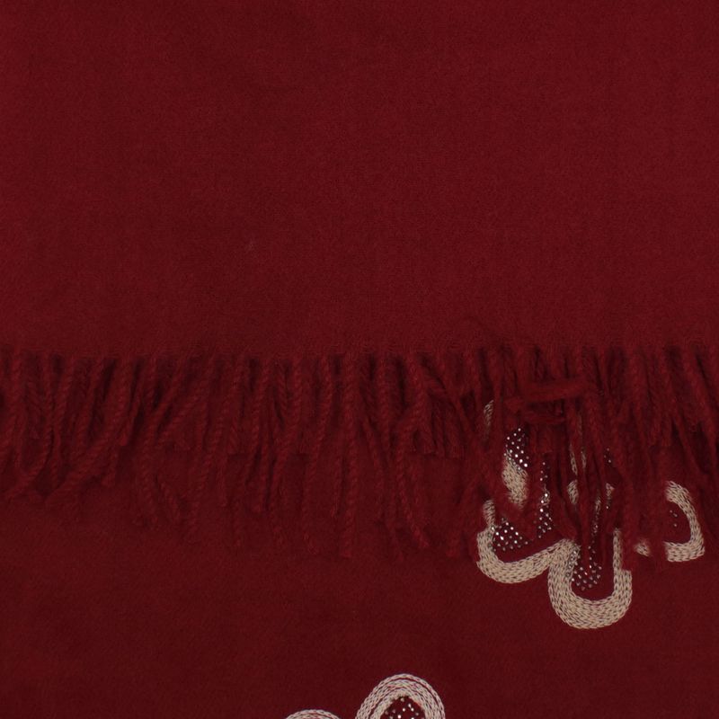 Fashion, accesorii si bijuterii - Femei - Accesorii femei - Esarfe si fulare femei - Esarfa dama, din lana, Buticcochet, 70x180 cm, model cu broderie si strasuri, Visiniu  - ES3508 - Infinity.ro