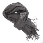 Fashion, accesorii si bijuterii - Femei - Accesorii femei - Esarfe si fulare femei - Esarfa dama, din lana, Buticcochet, 70x180 cm, model cu broderie si strasuri, Gri - ES3507 - Infinity.ro