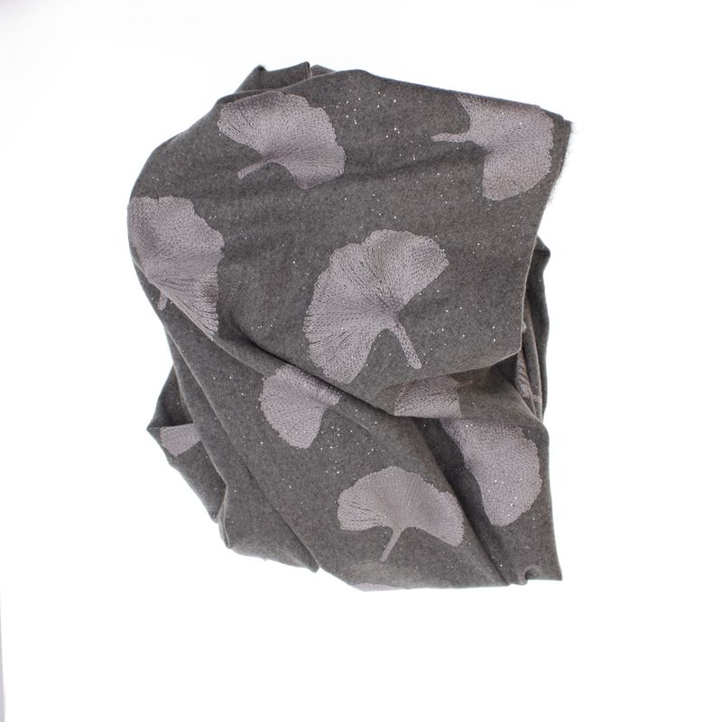 Fashion, accesorii si bijuterii - Femei - Accesorii femei - Esarfe si fulare femei - Esarfa dama, din lana, Buticcochet, 70x180 cm, model cu broderie si sclipici, Gri - ES3503 - Infinity.ro