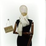 Fashion, accesorii si bijuterii - Femei - Accesorii femei - Esarfe si fulare femei - Esarfa dama, din lana, Buticcochet, 70x180 cm, model cu broderie si sclipici, Alb - ES3505 - Infinity.ro