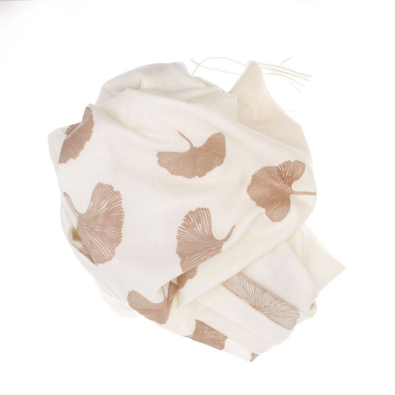Fashion, accesorii si bijuterii - Femei - Accesorii femei - Esarfe si fulare femei - Esarfa dama, din lana, Buticcochet, 70x180 cm, model cu broderie si sclipici, Alb - ES3505 - Infinity.ro