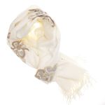 Fashion, accesorii si bijuterii - Femei - Accesorii femei - Esarfe si fulare femei - Esarfa dama, din lana, Buticcochet, 70x180 cm, model cu broderie si strasuri, Alb - ES3512 - Infinity.ro