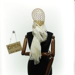 Fashion, accesorii si bijuterii - Femei - Accesorii femei - Esarfe si fulare femei - Esarfa dama, din lana, Buticcochet, 70x180 cm, model cu broderie si strasuri, Alb - ES3512 - Infinity.ro