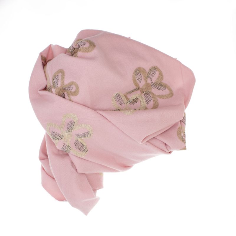 Fashion, accesorii si bijuterii - Femei - Accesorii femei - Esarfe si fulare femei - Esarfa dama, din lana, Buticcochet, 70x180 cm, model cu broderie si strasuri, Roz - ES3511 - Infinity.ro