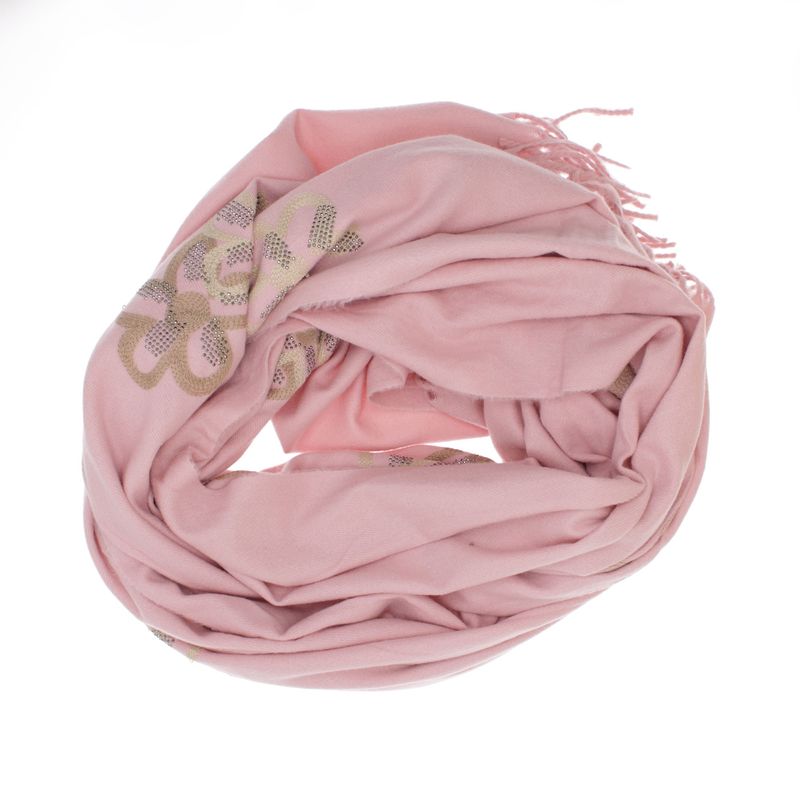 Fashion, accesorii si bijuterii - Femei - Accesorii femei - Esarfe si fulare femei - Esarfa dama, din lana, Buticcochet, 70x180 cm, model cu broderie si strasuri, Roz - ES3511 - Infinity.ro