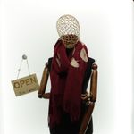 Fashion, accesorii si bijuterii - Femei - Accesorii femei - Esarfe si fulare femei - Esarfa dama, din lana, Buticcochet, 70x180 cm, model cu broderie si sclipici, Visiniu - ES3504 - Infinity.ro