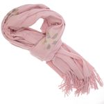 Fashion, accesorii si bijuterii - Femei - Accesorii femei - Esarfe si fulare femei - Esarfa dama, din lana, Buticcochet, 70x180 cm, model cu broderie si strasuri, Roz - ES3511 - Infinity.ro