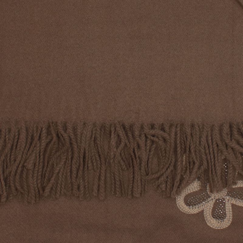 Fashion, accesorii si bijuterii - Femei - Accesorii femei - Esarfe si fulare femei - Esarfa dama, din lana, Buticcochet, 70x180 cm, model cu broderie si strasuri, Maro - ES3510 - Infinity.ro