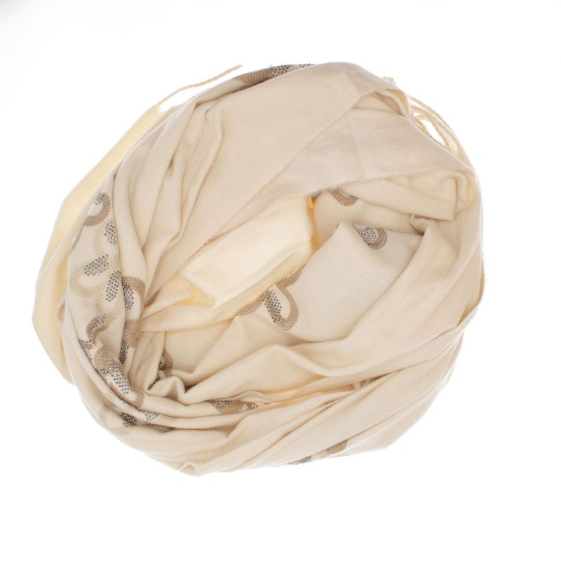 Fashion, accesorii si bijuterii - Femei - Accesorii femei - Esarfe si fulare femei - Esarfa dama, din lana, Buticcochet, 70x180 cm, model cu broderie si strasuri, Bej - ES3513 - Infinity.ro
