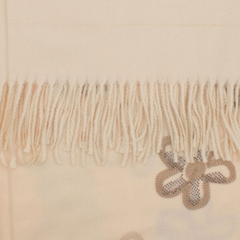 Fashion, accesorii si bijuterii - Femei - Accesorii femei - Esarfe si fulare femei - Esarfa dama, din lana, Buticcochet, 70x180 cm, model cu broderie si strasuri, Bej - ES3513 - Infinity.ro