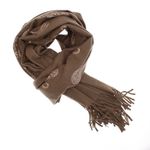 Fashion, accesorii si bijuterii - Femei - Accesorii femei - Esarfe si fulare femei - Esarfa dama, din lana, Buticcochet, 70x180 cm, model cu broderie si strasuri, Maro - ES3520 - Infinity.ro