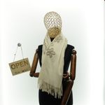 Fashion, accesorii si bijuterii - Femei - Accesorii femei - Esarfe si fulare femei - Esarfa dama, din lana, Buticcochet, 70x180 cm, model cu broderie si strasuri, Bej - ES3513 - Infinity.ro