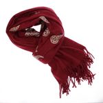 Fashion, accesorii si bijuterii - Femei - Accesorii femei - Esarfe si fulare femei - Esarfa dama, din lana, Buticcochet, 70x180 cm, model cu broderie si strasuri, Visiniu - ES3516 - Infinity.ro