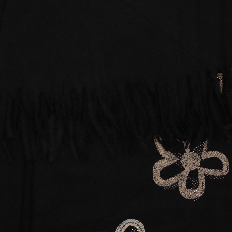 Fashion, accesorii si bijuterii - Femei - Accesorii femei - Esarfe si fulare femei - Esarfa dama, din lana, Buticcochet, 70x180 cm, model cu broderie si strasuri, Negru - ES3515 - Infinity.ro