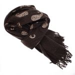 Fashion, accesorii si bijuterii - Femei - Accesorii femei - Esarfe si fulare femei - Esarfa dama, din lana, Buticcochet, 70x180 cm, model cu broderie si strasuri, Maro inchis - ES3524 - Infinity.ro
