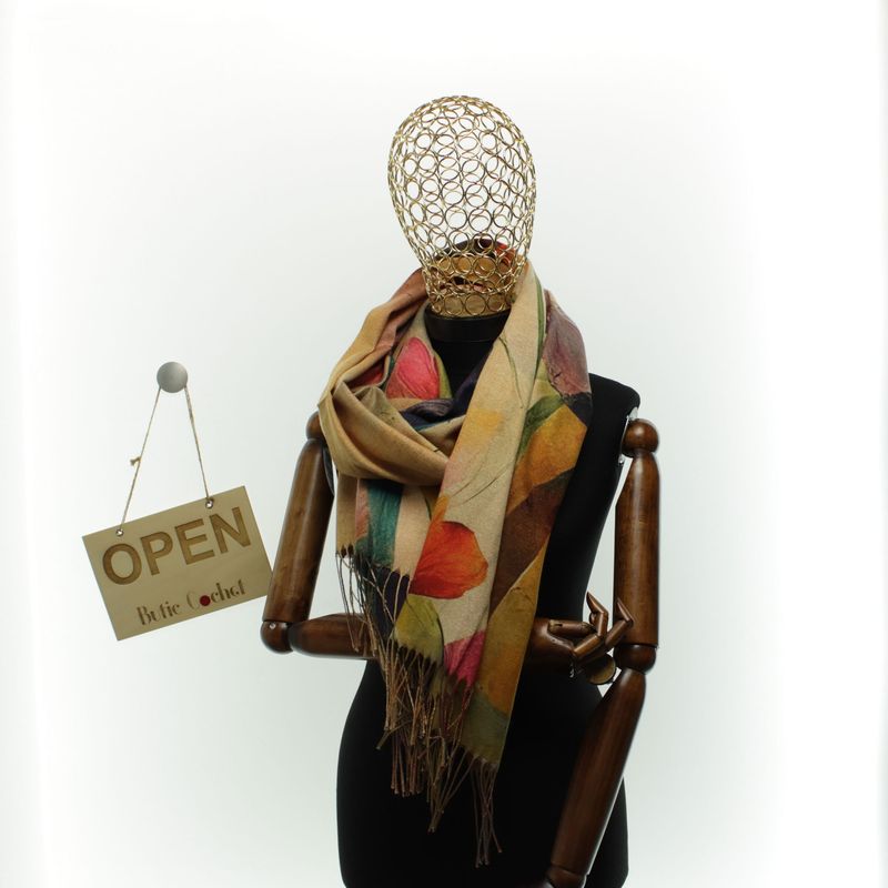 Fashion, accesorii si bijuterii - Femei - Accesorii femei - Esarfe si fulare femei - Esarfa dama, din lana, Buticcochet, 70x180 cm, model cu fir metalizat, Multicolor - ES3525 - Infinity.ro
