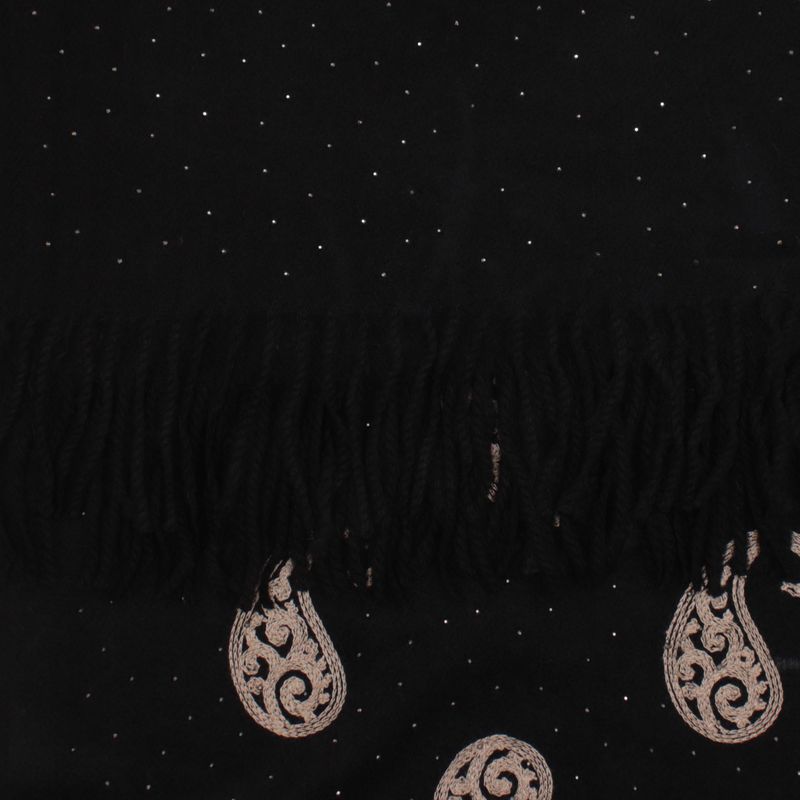 Fashion, accesorii si bijuterii - Femei - Accesorii femei - Esarfe si fulare femei - Esarfa dama, din lana, Buticcochet, 70x180 cm, model cu broderie si strasuri, Negru - ES3522 - Infinity.ro