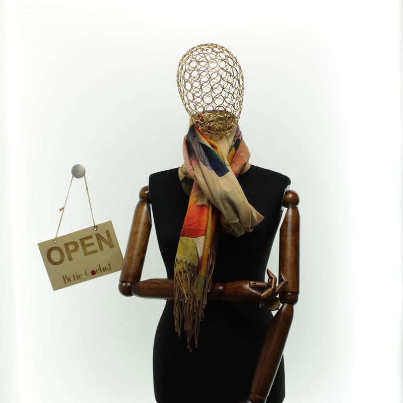Fashion, accesorii si bijuterii - Femei - Accesorii femei - Esarfe si fulare femei - Esarfa dama, din lana, Buticcochet, 70x180 cm, model cu fir metalizat, Multicolor - ES3525 - Infinity.ro
