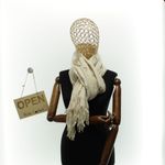 Fashion, accesorii si bijuterii - Femei - Accesorii femei - Esarfe si fulare femei - Esarfa dama, din lana, Buticcochet, 70x180 cm, model cu broderie si strasuri, Bej - ES3523 - Infinity.ro