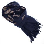 Fashion, accesorii si bijuterii - Femei - Accesorii femei - Esarfe si fulare femei - Esarfa dama, din lana, Buticcochet, 70x180 cm, model cu broderie si strasuri, Bleumarin - ES3521 - Infinity.ro