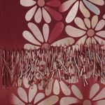 Fashion, accesorii si bijuterii - Femei - Accesorii femei - Esarfe si fulare femei - Esarfa dama, din lana, Buticcochet, 70x180 cm, cu imprimeu floral si franjuri, Visiniu - ES3541 - Infinity.ro