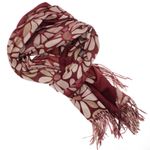 Fashion, accesorii si bijuterii - Femei - Accesorii femei - Esarfe si fulare femei - Esarfa dama, din lana, Buticcochet, 70x180 cm, cu imprimeu floral si franjuri, Visiniu - ES3541 - Infinity.ro
