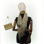 Fashion, accesorii si bijuterii - Femei - Accesorii femei - Esarfe si fulare femei - Esarfa dama, din lana, Buticcochet, 70x180 cm, cu imprimeu Uni si franjuri, Bej inchis - ES3544 - Infinity.ro