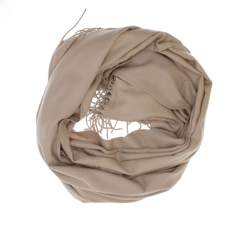 Fashion, accesorii si bijuterii - Femei - Accesorii femei - Esarfe si fulare femei - Esarfa dama, din lana, Buticcochet, 70x180 cm, cu imprimeu Uni si franjuri, Bej inchis - ES3544 - Infinity.ro