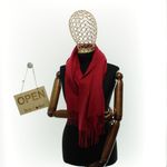Fashion, accesorii si bijuterii - Femei - Accesorii femei - Esarfe si fulare femei - Esarfa dama, din lana, Buticcochet, 70x180 cm, cu imprimeu Uni si franjuri, Rosu - ES3543 - Infinity.ro
