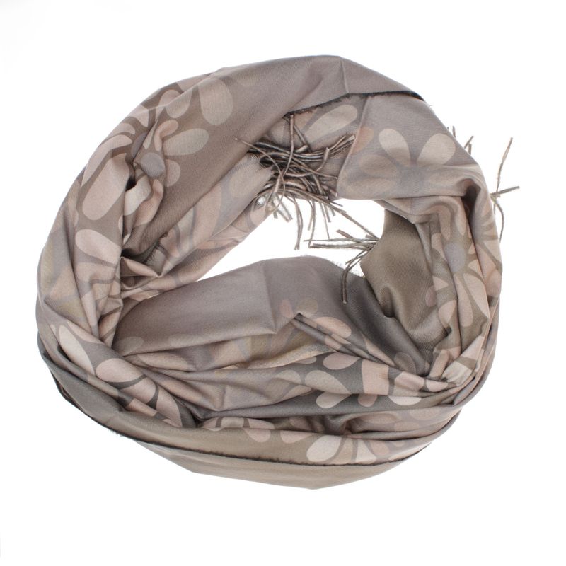 Fashion, accesorii si bijuterii - Femei - Accesorii femei - Esarfe si fulare femei - Esarfa dama, din lana, Buticcochet, 70x180 cm, cu imprimeu floral si franjuri, Gri - ES3539 - Infinity.ro