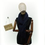 Fashion, accesorii si bijuterii - Femei - Accesorii femei - Esarfe si fulare femei - Esarfa dama, din lana, Buticcochet, 70x180 cm, cu imprimeu Uni si franjuri, Bleumarin - ES3548 - Infinity.ro