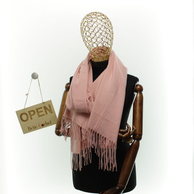 Fashion, accesorii si bijuterii - Femei - Accesorii femei - Esarfe si fulare femei - Esarfa dama, din lana, Buticcochet, 70x180 cm, cu imprimeu Uni si franjuri, Roz - ES3549 - Infinity.ro