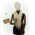 Fashion, accesorii si bijuterii - Femei - Accesorii femei - Esarfe si fulare femei - Esarfa dama, din lana, Buticcochet, 70x180 cm, cu imprimeu Uni si franjuri, Bej - ES3545 - Infinity.ro