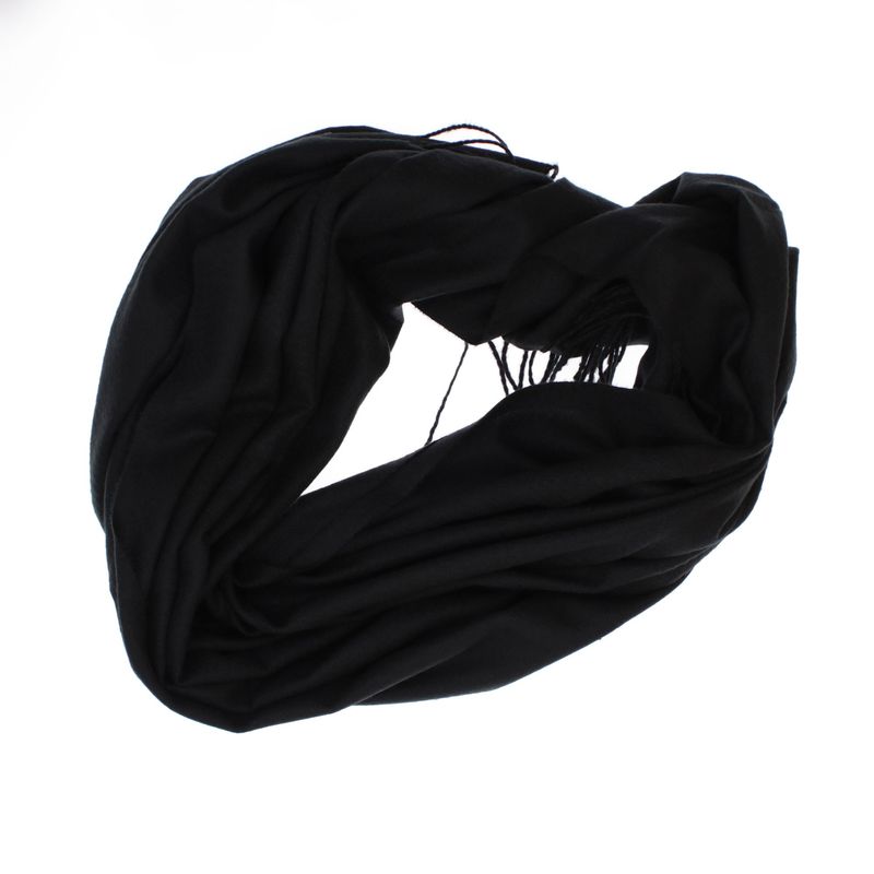 Fashion, accesorii si bijuterii - Femei - Accesorii femei - Esarfe si fulare femei - Esarfa dama, din lana, Buticcochet, 70x180 cm, cu imprimeu Uni si franjuri, Negru - ES3554 - Infinity.ro