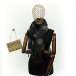 Fashion, accesorii si bijuterii - Femei - Accesorii femei - Esarfe si fulare femei - Esarfa dama, din lana, Buticcochet, 70x180 cm, imprimeu cu buline, Negru - ES3565 - Infinity.ro