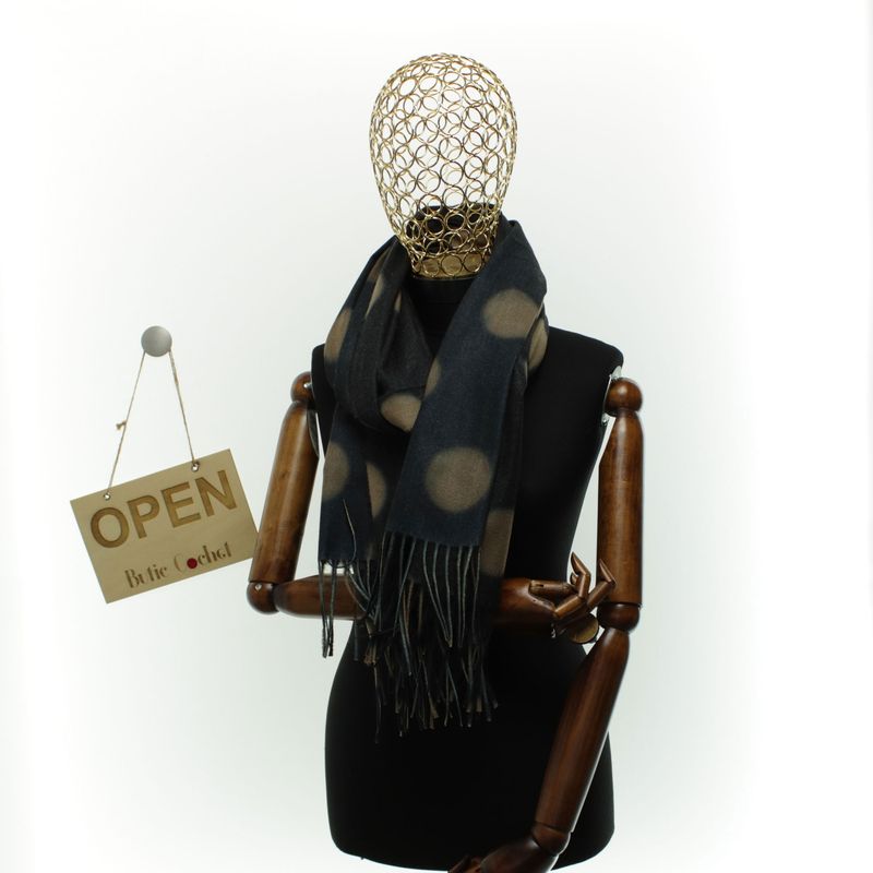 Fashion, accesorii si bijuterii - Femei - Accesorii femei - Esarfe si fulare femei - Esarfa dama, din lana, Buticcochet, 70x180 cm, imprimeu cu buline, Negru - ES3565 - Infinity.ro