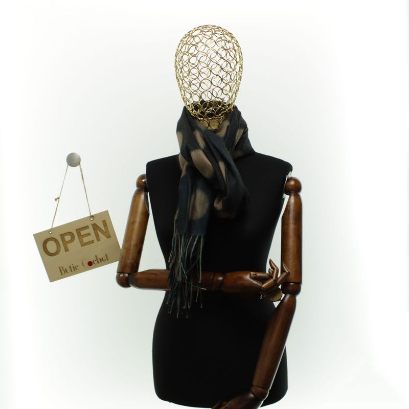 Fashion, accesorii si bijuterii - Femei - Accesorii femei - Esarfe si fulare femei - Esarfa dama, din lana, Buticcochet, 70x180 cm, imprimeu cu buline, Negru - ES3565 - Infinity.ro