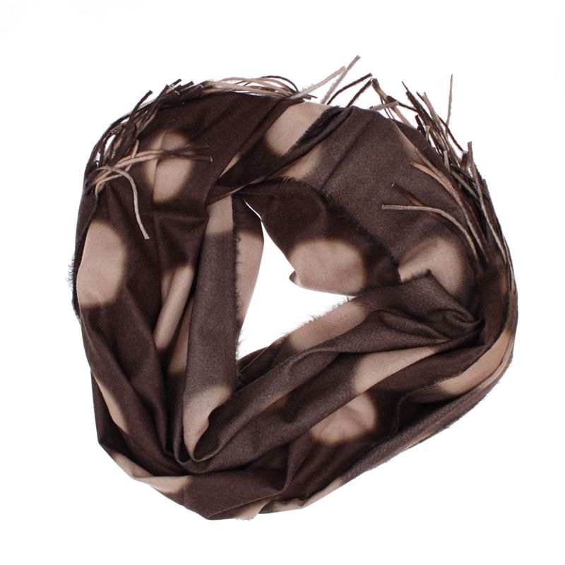 Fashion, accesorii si bijuterii - Femei - Accesorii femei - Esarfe si fulare femei - Esarfa dama, din lana, Buticcochet, 70x180 cm, imprimeu cu buline, Maro - ES3566 - Infinity.ro