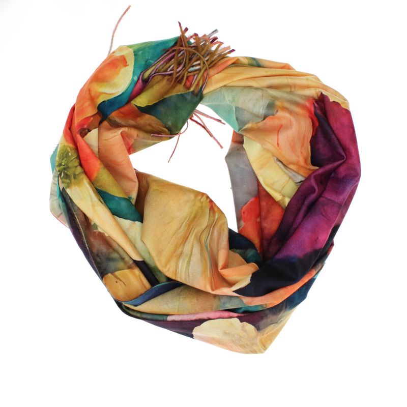 Fashion, accesorii si bijuterii - Femei - Accesorii femei - Esarfe si fulare femei - Esarfa dama, din lana, Buticcochet, 70x180 cm, cu imprimeu floral si franjuri, Multicolor - ES3561 - Infinity.ro