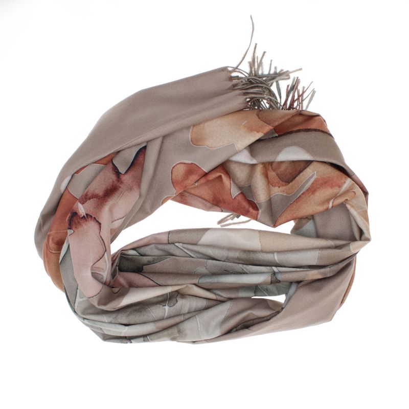 Fashion, accesorii si bijuterii - Femei - Accesorii femei - Esarfe si fulare femei - Esarfa dama, din lana, Buticcochet, 70x180 cm, imprimeu cu frunze, Multicolor - ES3569 - Infinity.ro