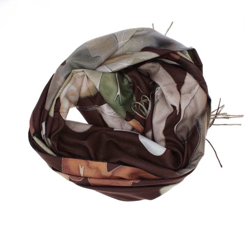 Fashion, accesorii si bijuterii - Femei - Accesorii femei - Esarfe si fulare femei - Esarfa dama, din lana, Buticcochet, 70x180 cm, imprimeu cu frunze, Multicolor - ES3573 - Infinity.ro