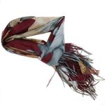 Fashion, accesorii si bijuterii - Femei - Accesorii femei - Esarfe si fulare femei - Esarfa dama, din lana, Buticcochet, 70x180 cm, imprimeu cu frunze, Multicolor - ES3571 - Infinity.ro